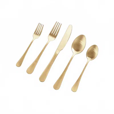 Beatriz Ball Vida Droplet 5 Piece Flatware Set In Champagne Gold