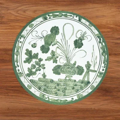 Beatriz Ball Vida Faenza And Cheetah Reversible Round Placemats In Green