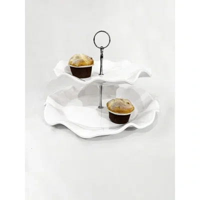 Beatriz Ball Vida Havana Two Tiered Server In White;silver