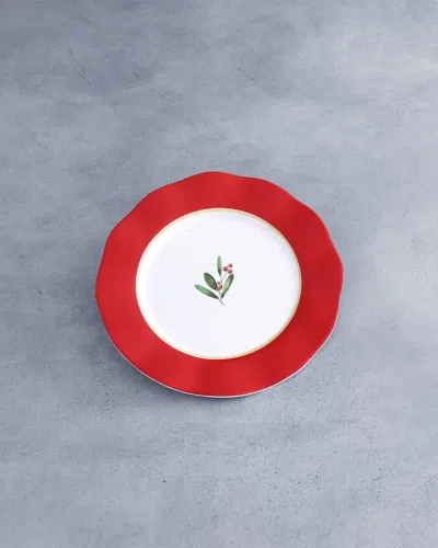 Beatriz Ball Vida Holly 9" Salad Plates, Set Of 4 (red And White)