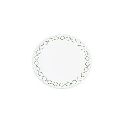 Beatriz Ball Vida Round Embroidered Quatrefoil 15.5" Round Placemats Set Of 4 In Green