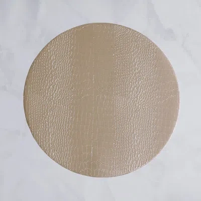Beatriz Ball Vida Snakeskin Reversible Round Placemats Set Of 4 In Silver,gold