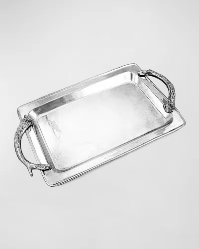 Beatriz Ball Western Antlers Large Rectangle Tray In Silver