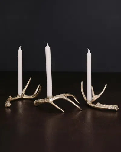 Beatriz Ball Western Sierra Modern Antler Candlestick, Set Of 3 In White