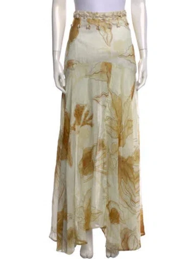 Pre-owned Beatriz Camacho Floral Print Long Skirt In Neutral