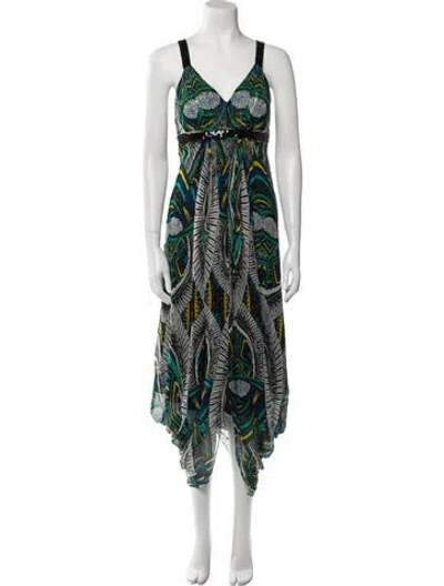 Pre-owned Beatriz Camacho Printed Long Dress In Green