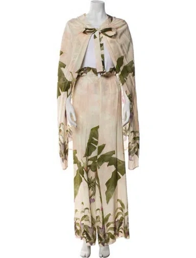 Pre-owned Beatriz Camacho Silk Printed Set In Purple