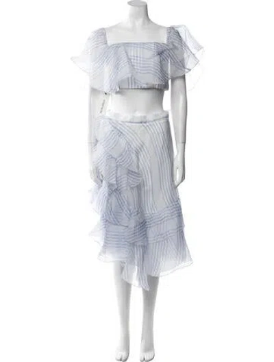 Pre-owned Beatriz Camacho Silk Striped Skirt Set In Blue