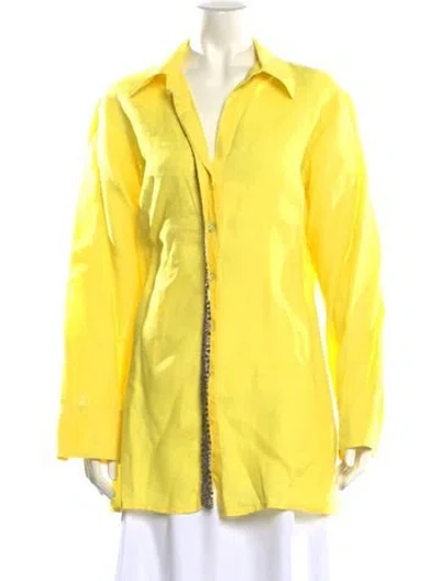 Pre-owned Beatriz Camacho V-neck Long Sleeve Tunic In Yellow