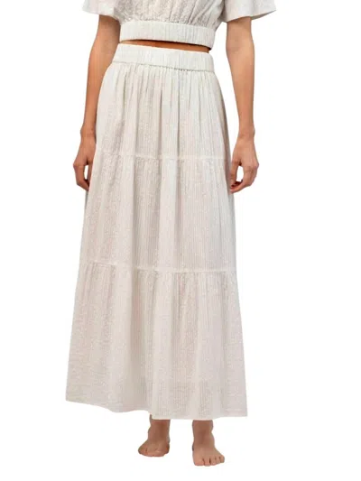 Beau & Ro Abby Maxi Skirt In White Seersucker