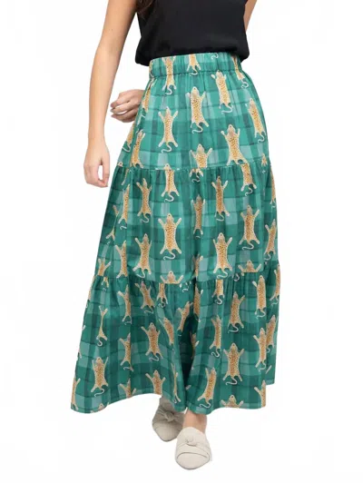 Beau & Ro Abby Skirt In Green Cheetah
