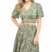 Beau & Ro Abby V-neck Top In Zebra Green