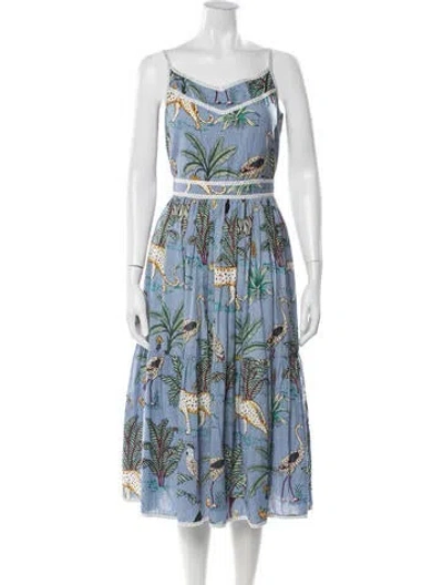 Pre-owned Beau & Ro Animal Print Midi Length Dress In Multicolor