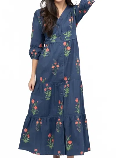 Beau & Ro Anna Dress In Navy Jaipur Floral