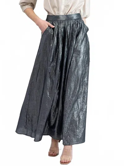 Beau & Ro Avery Skirt In Silver/black Lurex In Green