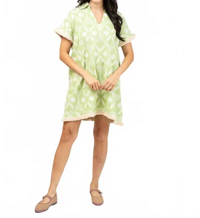 Beau & Ro Beach Lime Ikat Dress In Green