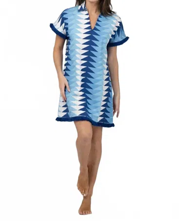 Beau & Ro Beach Tunic Mini Dress In Triangle Ocean In Multi