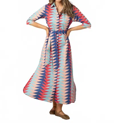 Beau & Ro Eloise Maxi Dress In Atlantic Bagru Triangle Multi