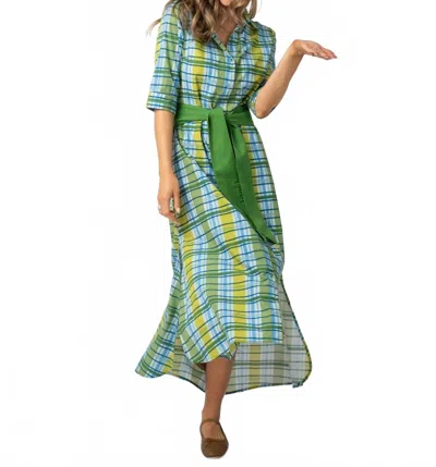 Beau & Ro Eloise Maxi Dress In Green Mystic Plaid In Multi