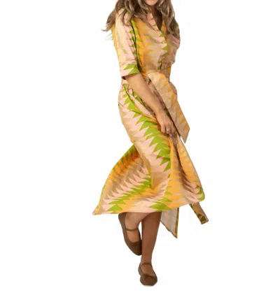 Beau & Ro Eloise Maxi Dress In Yellow Bagru Triangle Sunrise In Multi