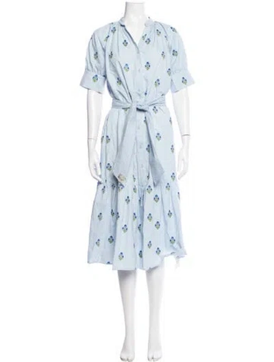 Pre-owned Beau & Ro Floral Print Long Dress In Blue