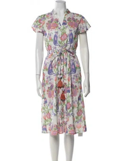 Pre-owned Beau & Ro Floral Print Midi Length Dress In Multi