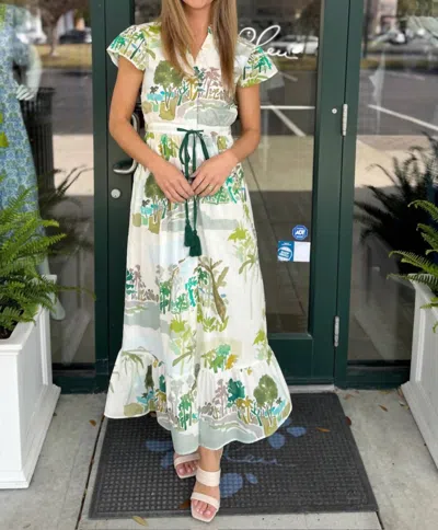 Beau & Ro Flutter Midi Dress In Palm