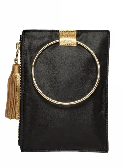 Beau & Ro Gold Ring Wristlet In Black
