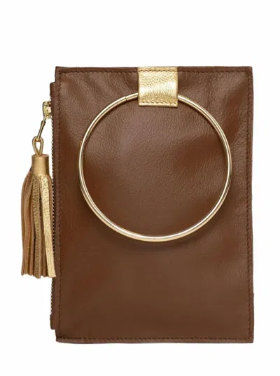 Beau & Ro Gold Ring Wristlet In Chocolate