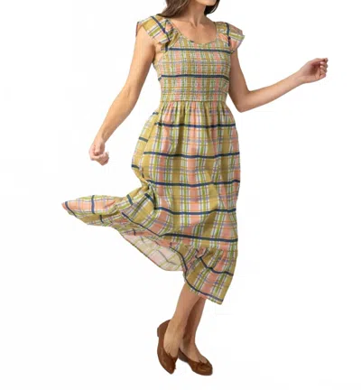 Beau & Ro Goldie Dress In Camden Pink Plaid In Green