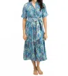 Beau & Ro Jane Midi Dress In Tiny Blue Garden In Multi