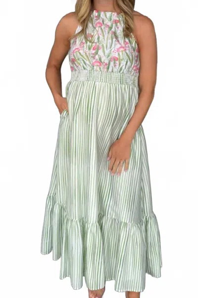 Beau & Ro Jenna Midi Dress In English Stripe In Multi