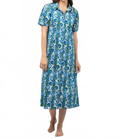 Beau & Ro Kris Midi Dress In Green Picnic Stripe In Multi