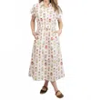 Beau & Ro Lisa Midi Dress In Ivory Buti Flower In Multi