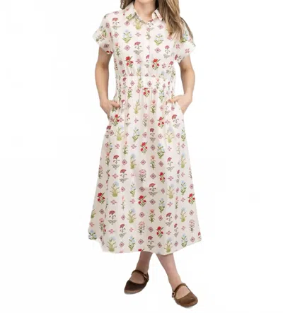 Beau & Ro Lisa Midi Dress In Ivory Buti Flower In Multi