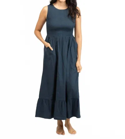 Beau & Ro Margot Midi Dress In Navy In Blue