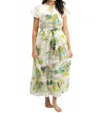 Beau & Ro Palm Flutter Midi Dress In Multi In Multi