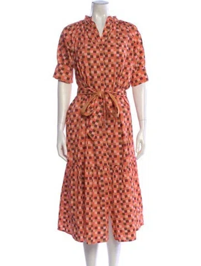 Pre-owned Beau & Ro Plaid Print Midi Length Dress In Pink