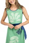 Beau & Ro Sleeveless Beach Tank In Large Leaf Poplin With Patchwork In Multi