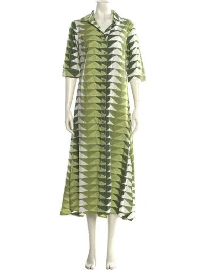 Pre-owned Beau & Ro Striped Long Dress In Green