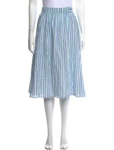Pre-owned Beau & Ro Striped Midi Length Skirt In Blue
