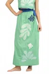 Beau & Ro Sullivan Maxi Skirt In Large Leaf Poplin With Patchwork In Multi