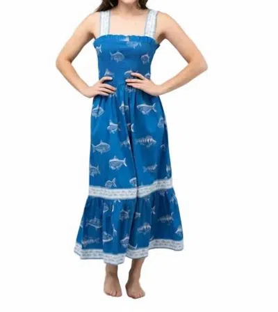 Beau & Ro The Page Midi Dress In Blue Fish