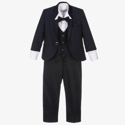 Beau Kid Boys Navy Blue 3 Piece Suit Set