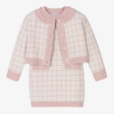 Beau Kid Girls Pink Knitted Cardigan & Dress Set