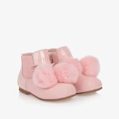 Beau Kid Babies'  Girls Pink Patent Leather Pom-pom Boots