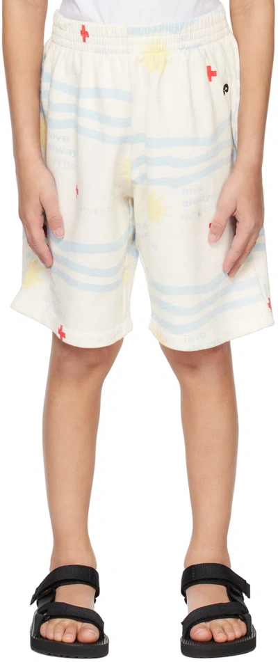 Beau Loves Kids White Printed Shorts In Adventure Club