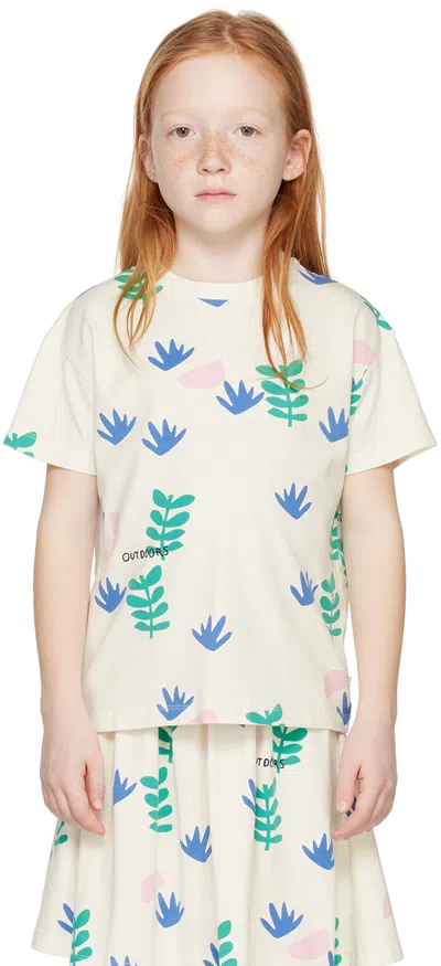 Beau Loves Kids White Printed T-shirt In Natural Home Grown