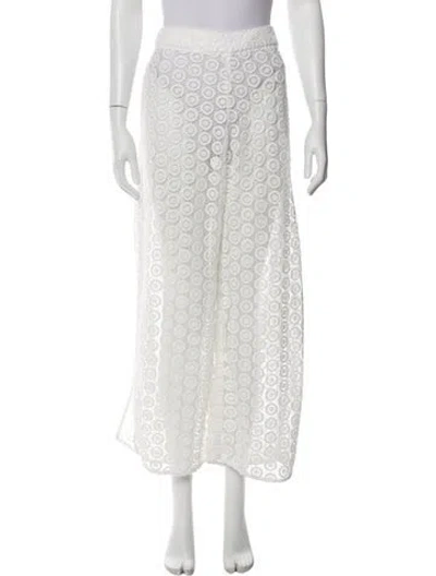 Pre-owned Beau Souci Floral Print Wide Leg Pants In White