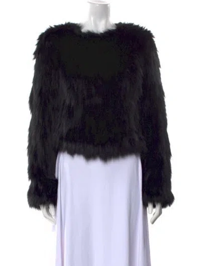 Pre-owned Beau Souci Fur Scoop Neck Sweater W/ Tags In Black